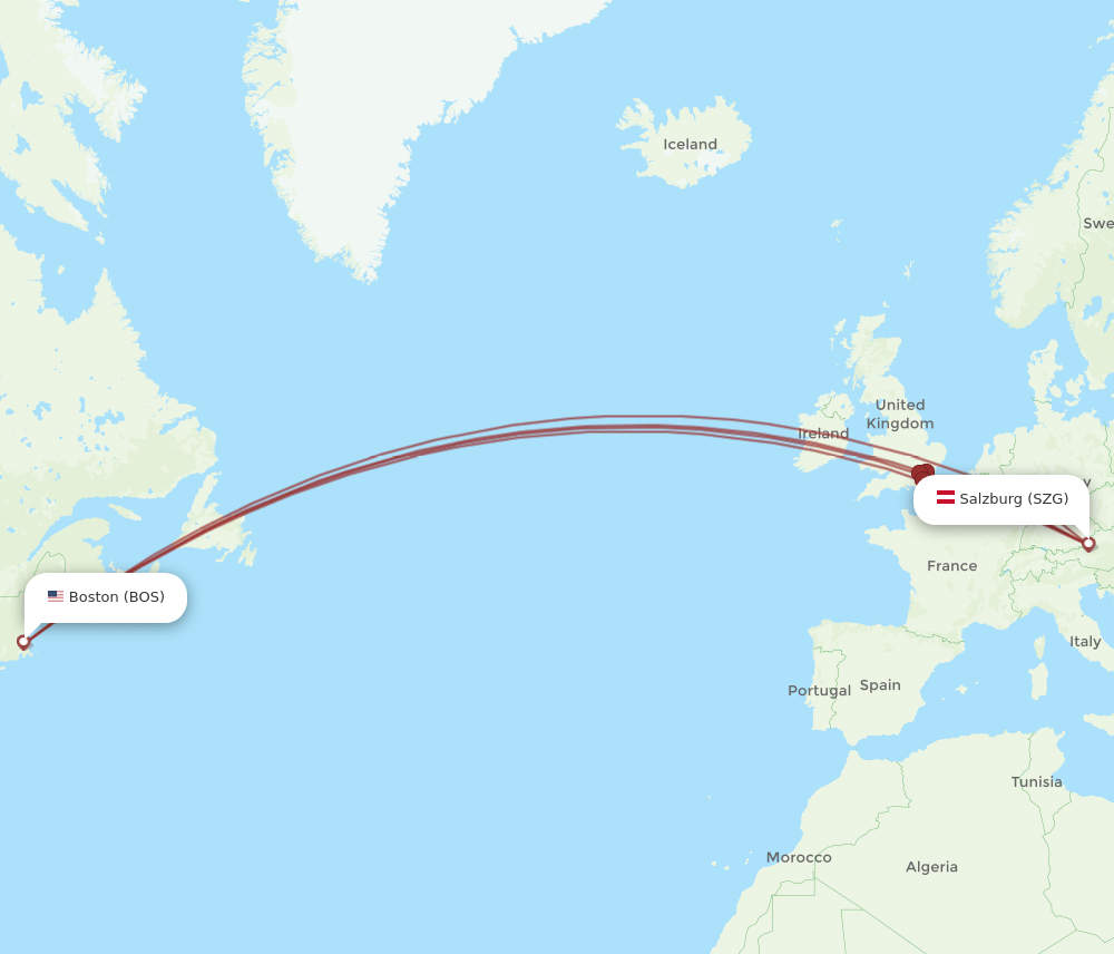 SZG-BOS flight routes