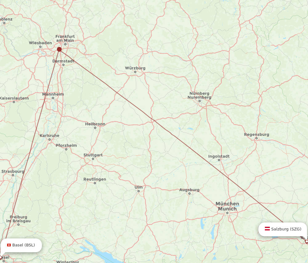 SZG to BSL flights and routes map