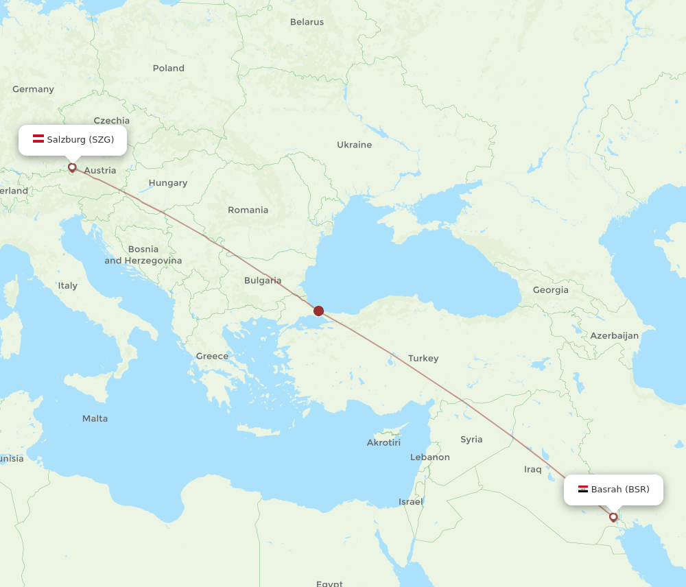 SZG-BSR flight routes