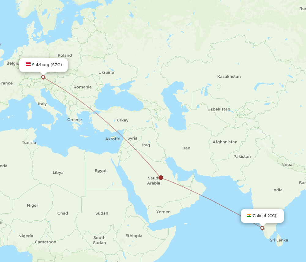 SZG-CCJ flight routes