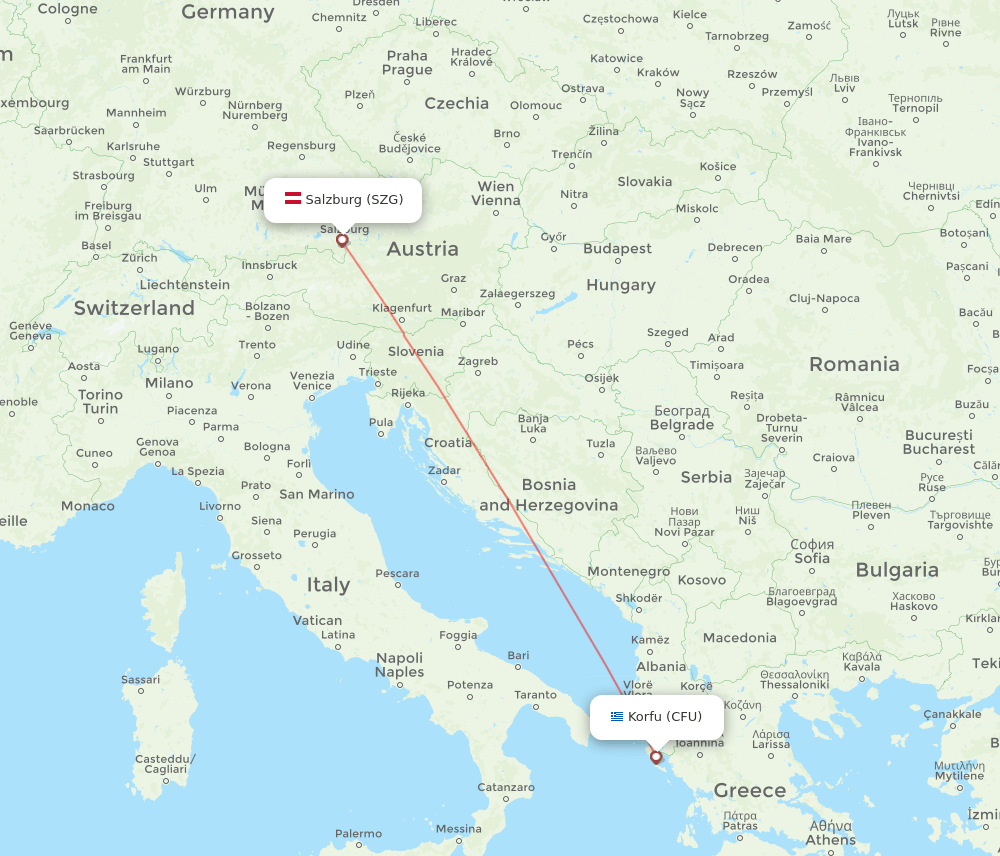 SZG-CFU flight routes
