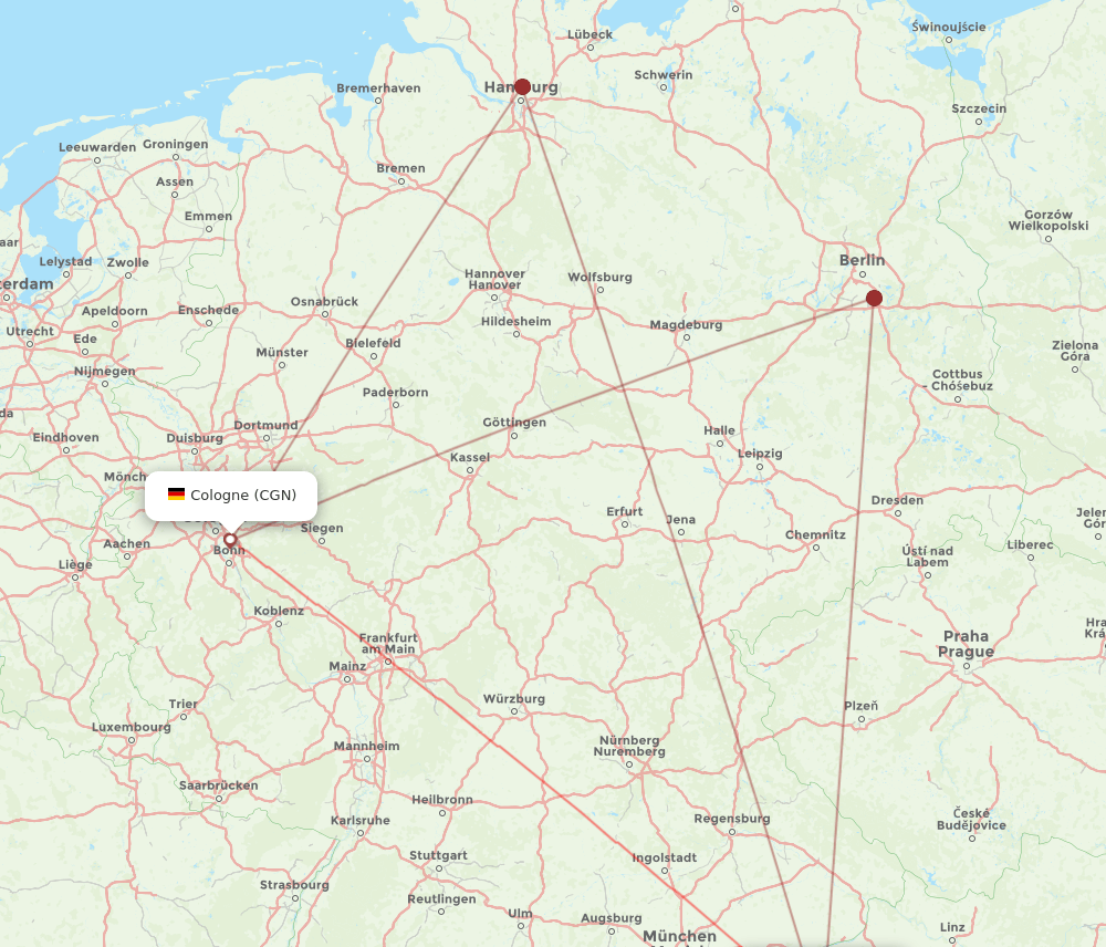SZG-CGN flight routes