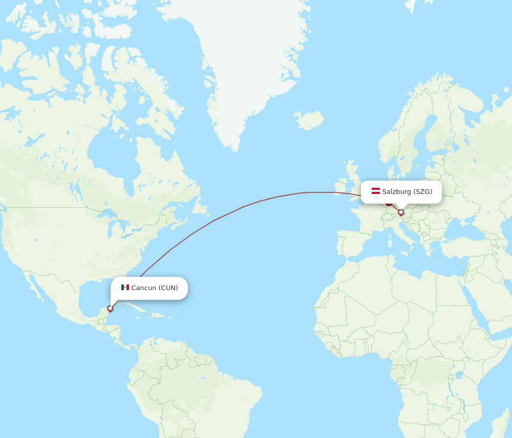 SZG-CUN flight routes