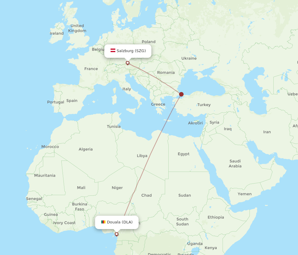 SZG to DLA flights and routes map
