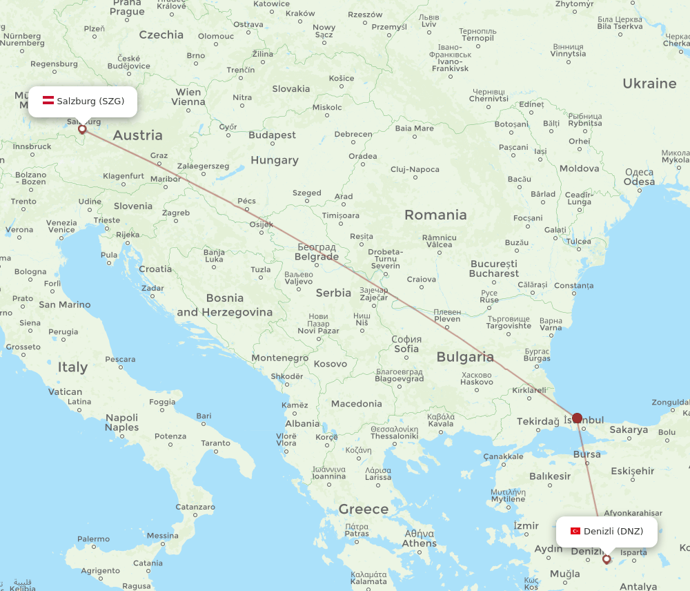 SZG-DNZ flight routes