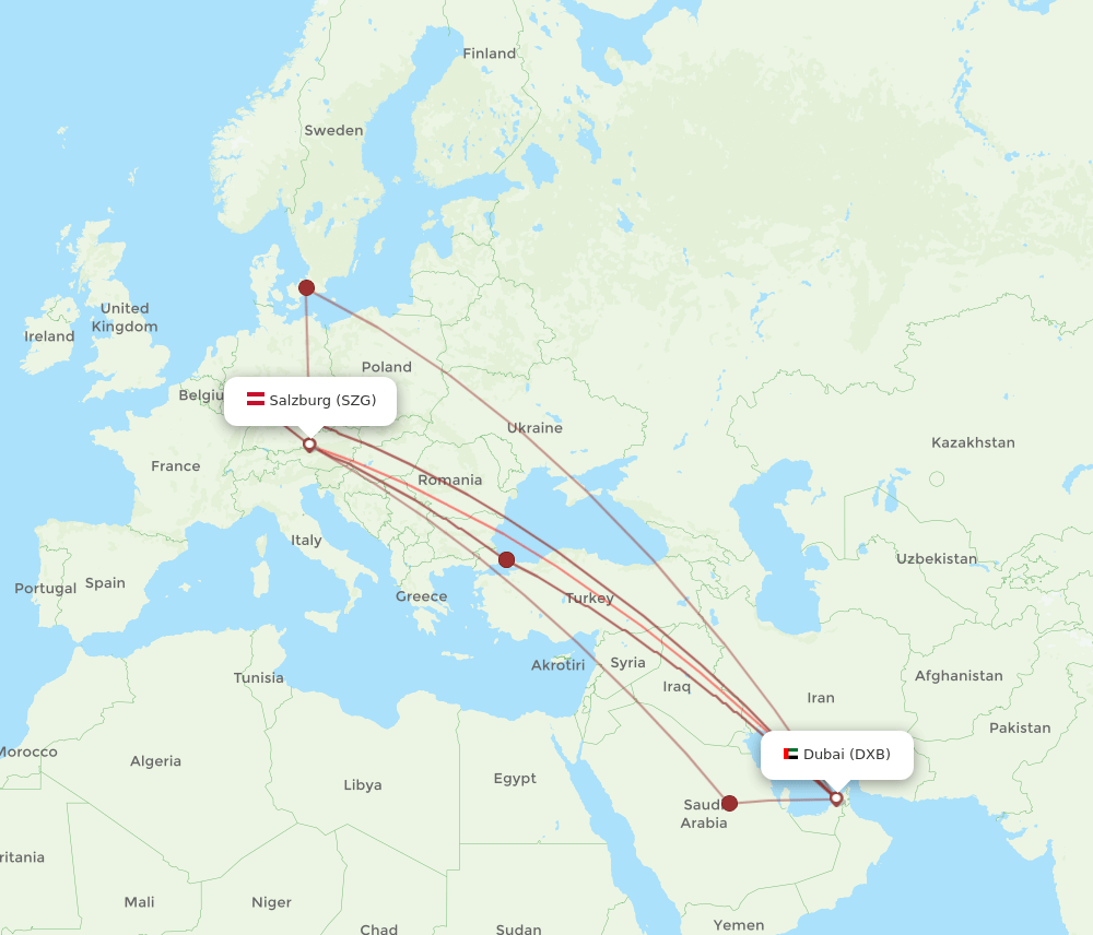 SZG-DXB flight routes