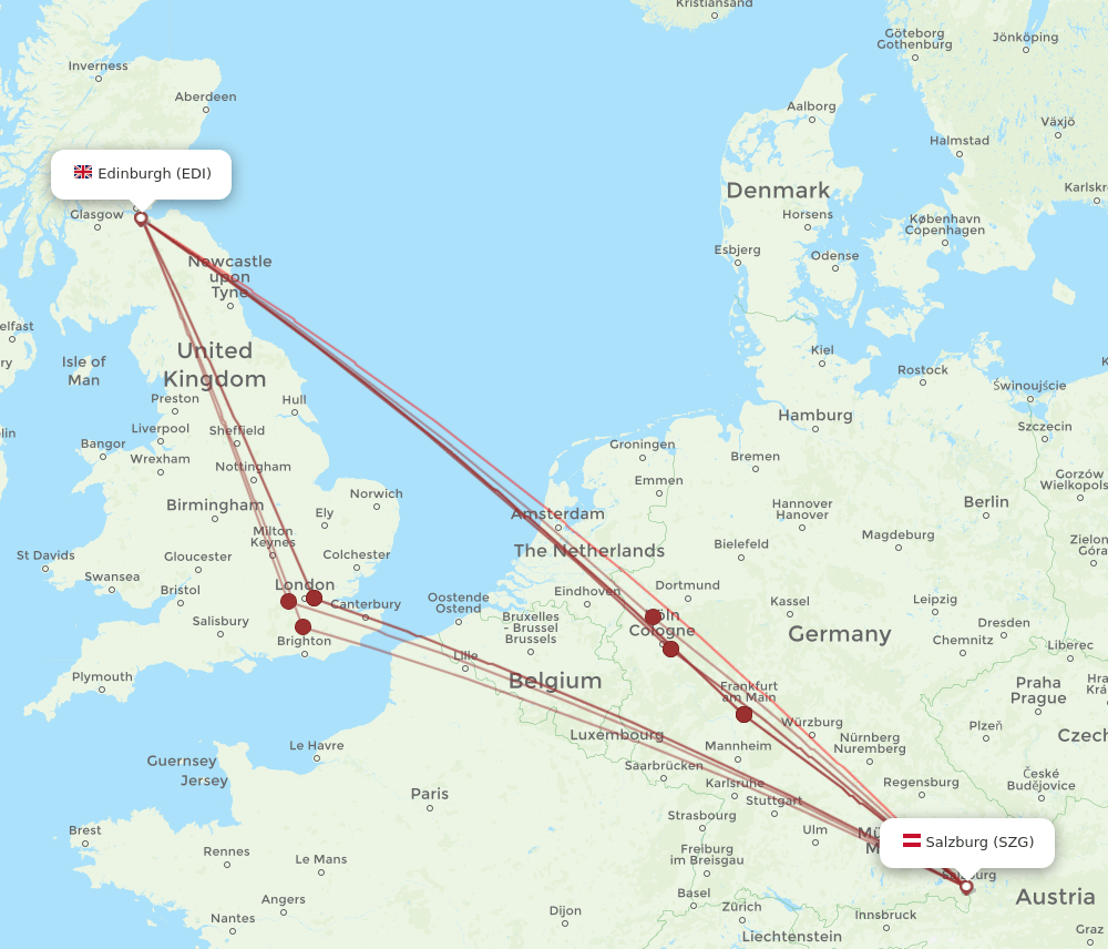 SZG-EDI flight routes