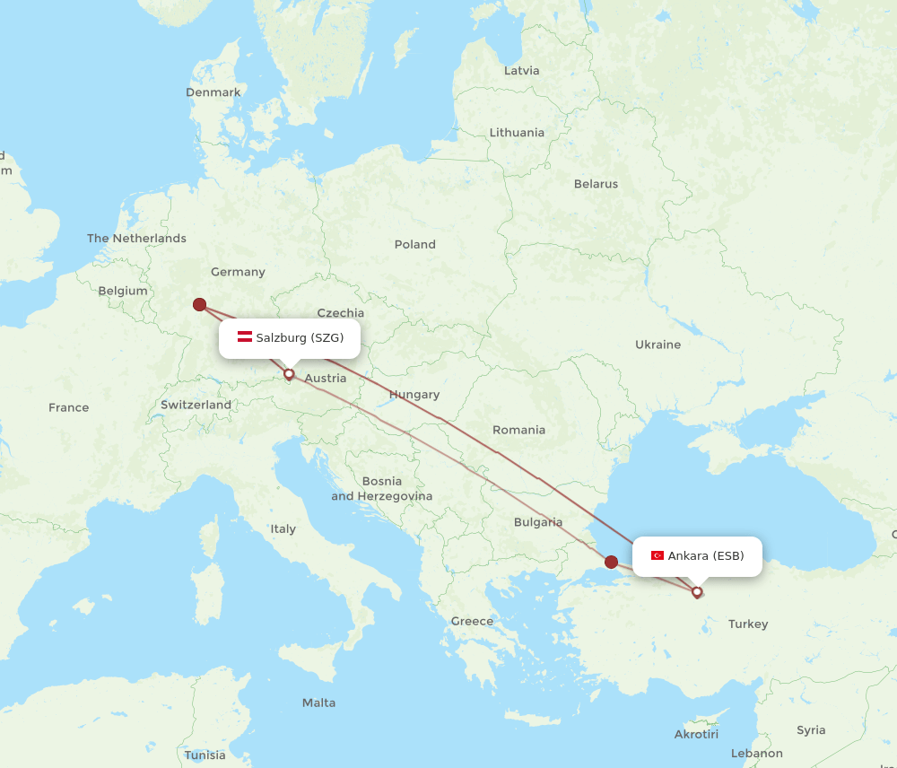 SZG-ESB flight routes