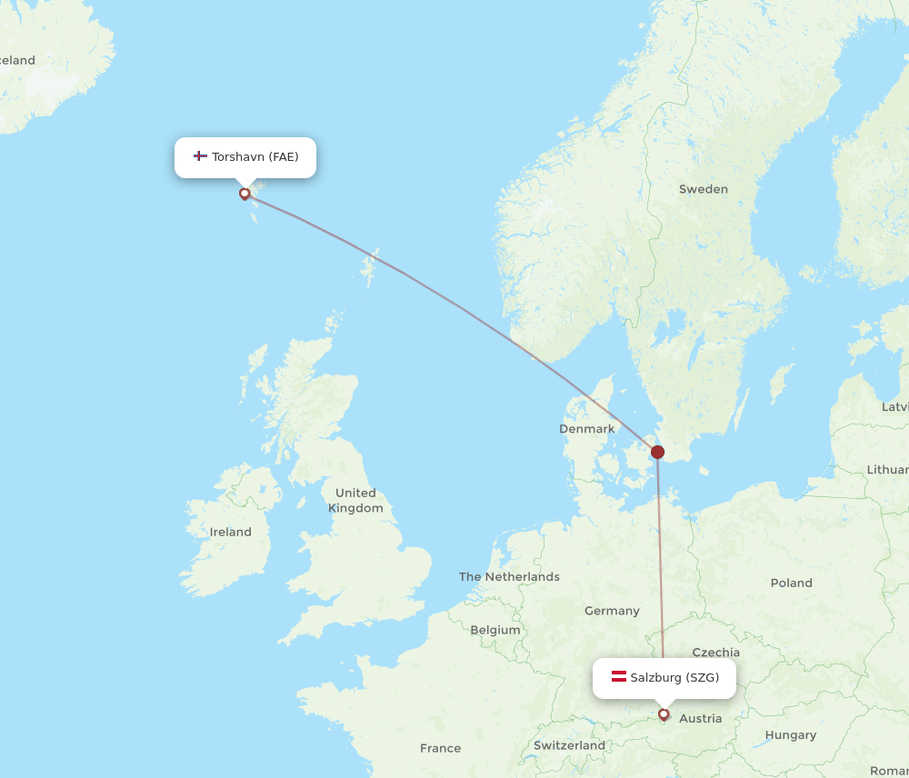 SZG-FAE flight routes