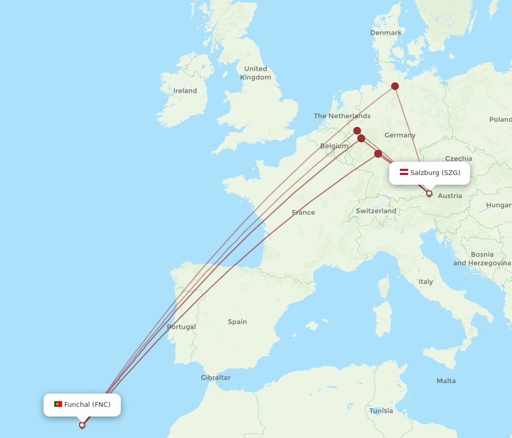 SZG-FNC flight routes