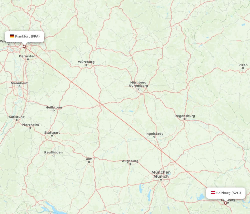 SZG-FRA flight routes