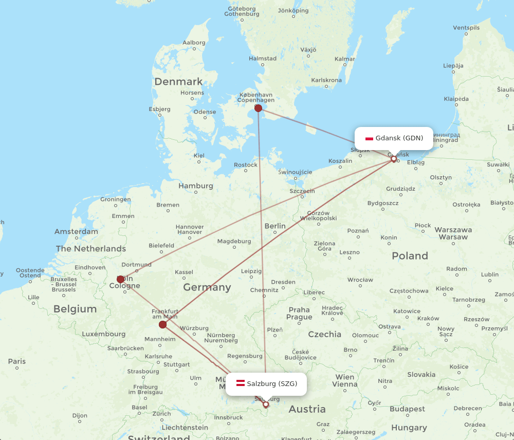 SZG-GDN flight routes