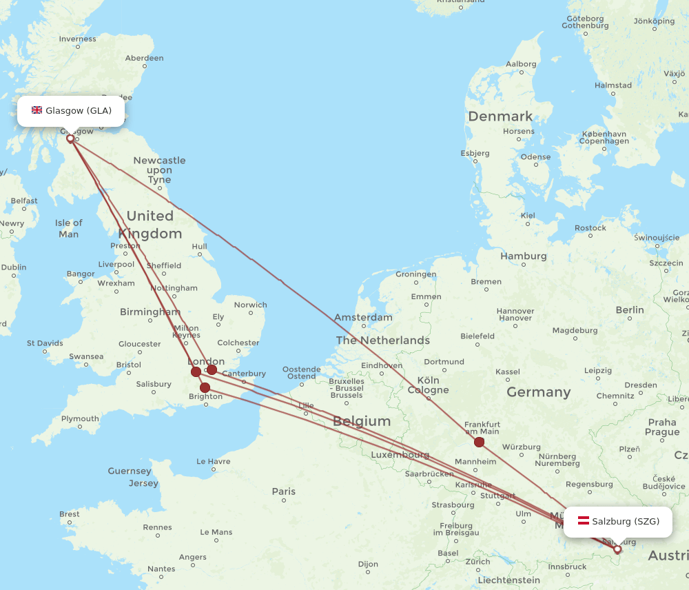 SZG-GLA flight routes