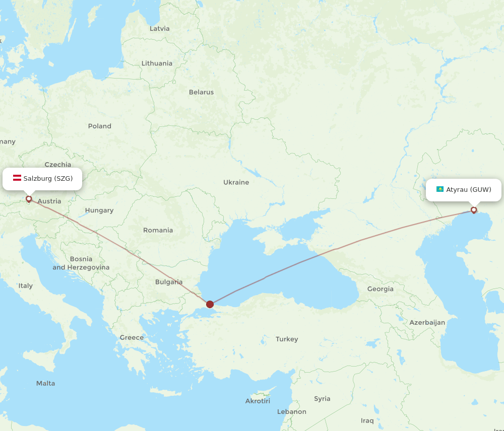 SZG-GUW flight routes