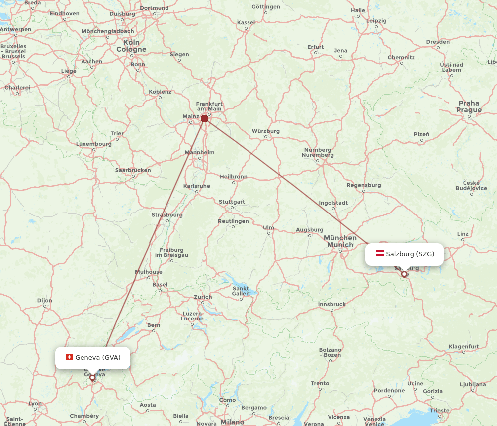 SZG-GVA flight routes