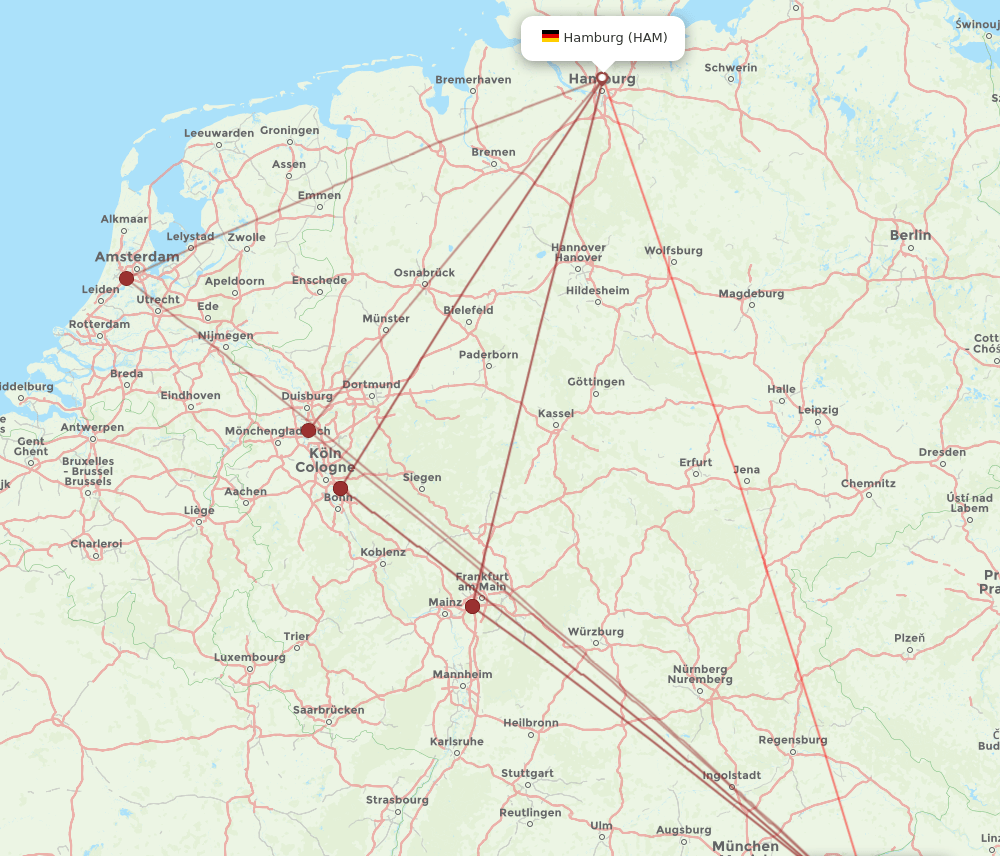 SZG-HAM flight routes