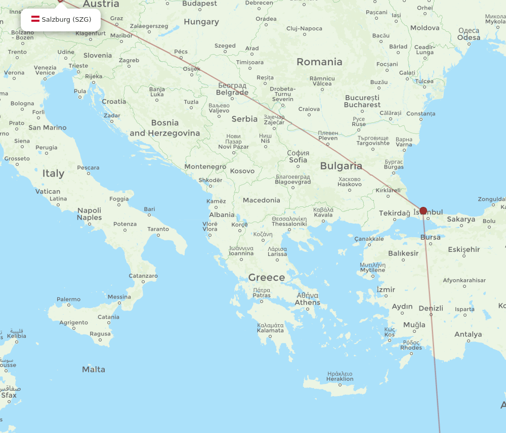 SZG-HBE flight routes