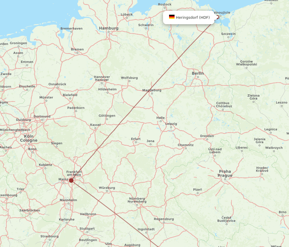 Salzburg - Heringsdorf route map and flight paths