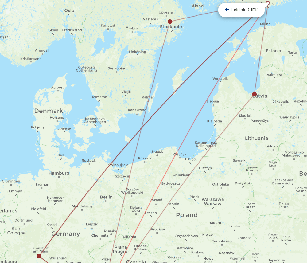 SZG-HEL flight routes