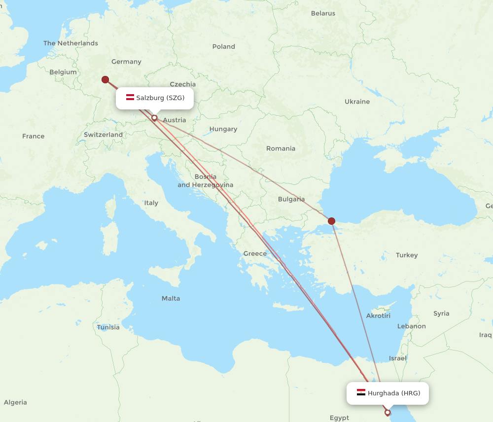 SZG-HRG flight routes