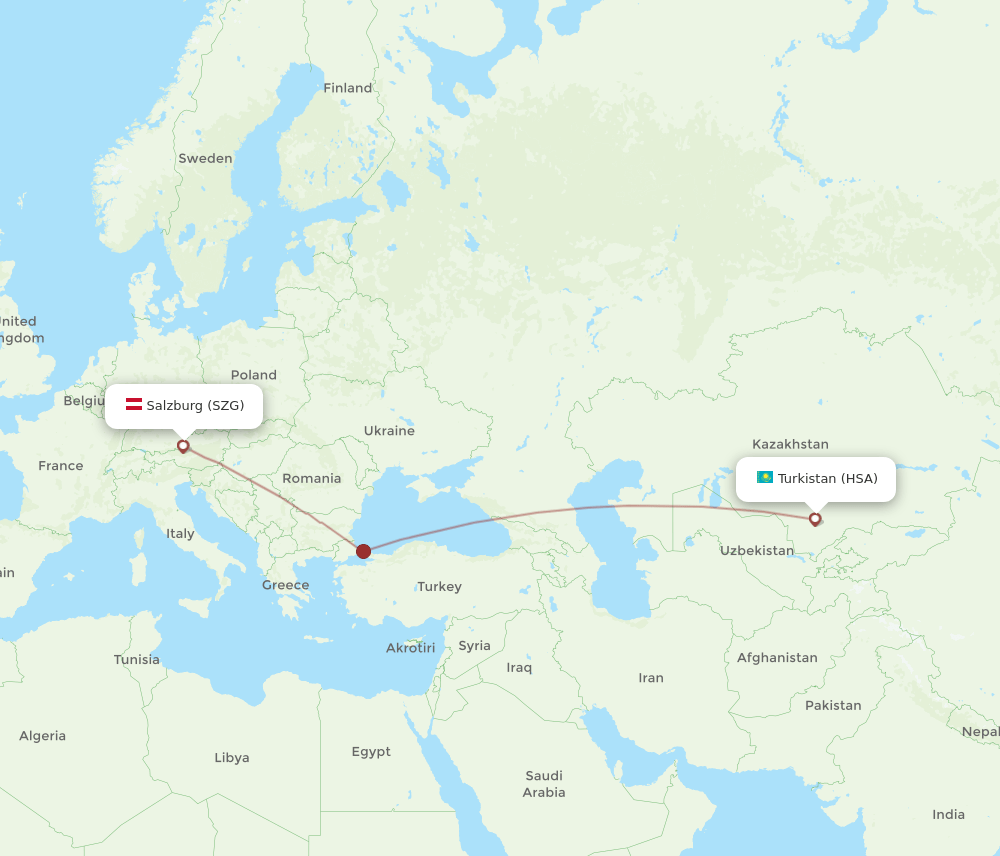 SZG-HSA flight routes
