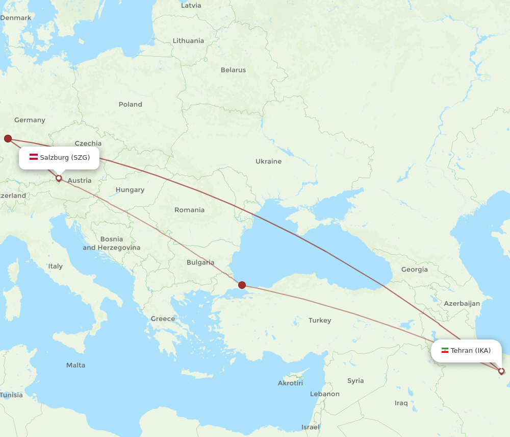 SZG-IKA flight routes