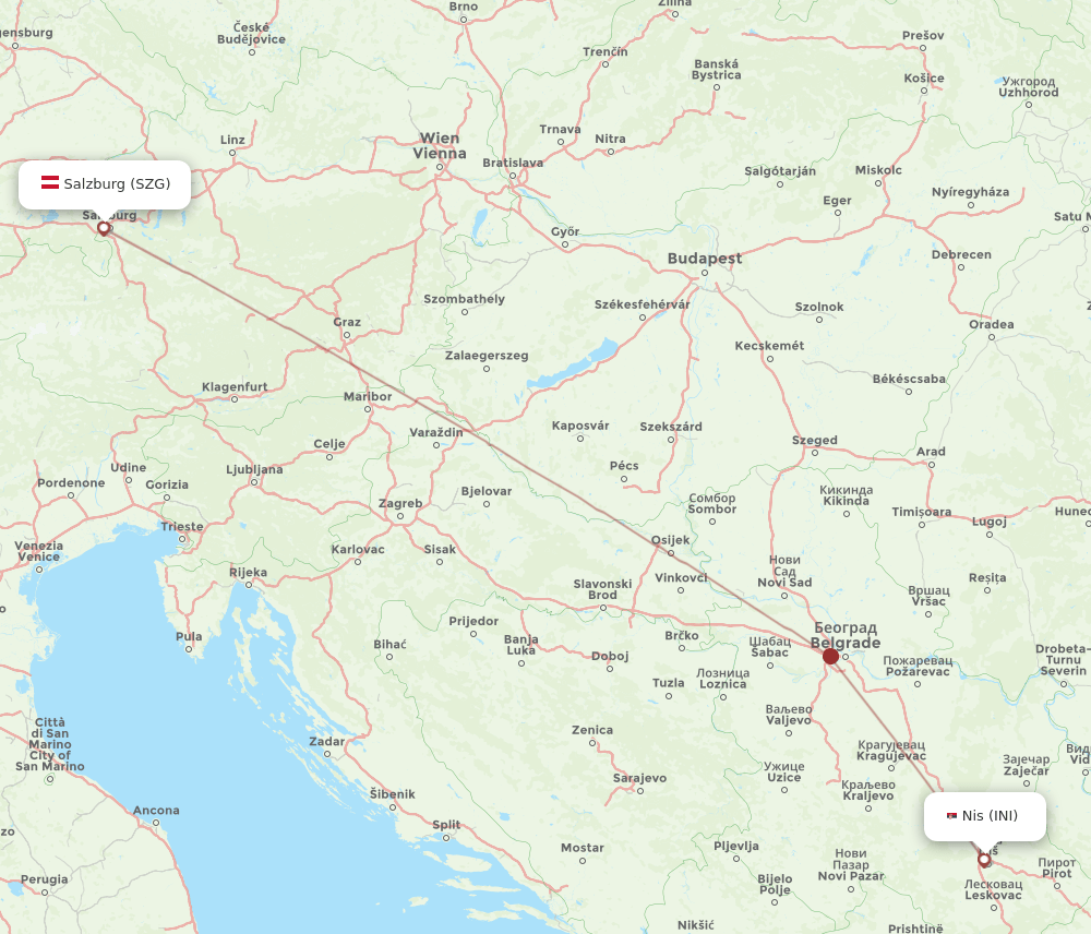 SZG to INI flights and routes map