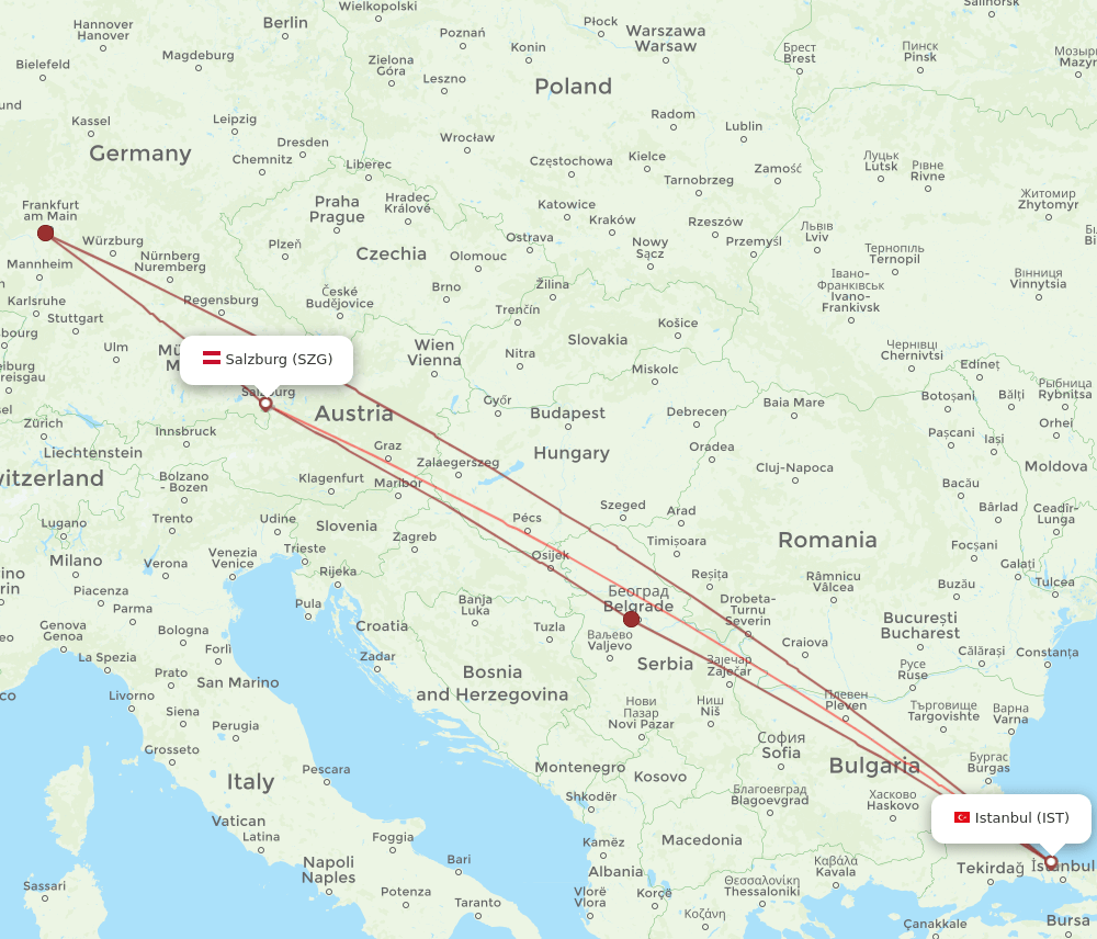 SZG-IST flight routes