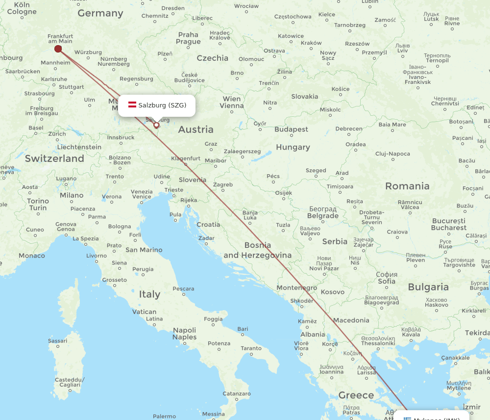 SZG-JMK flight routes