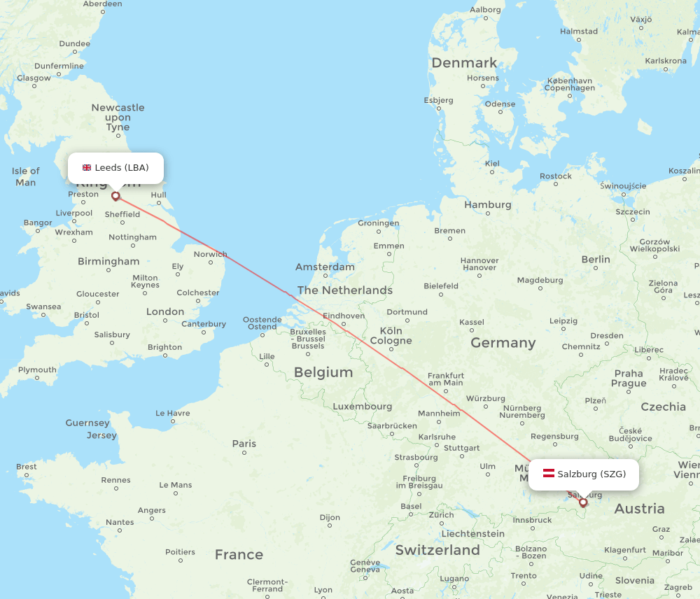 SZG-LBA flight routes