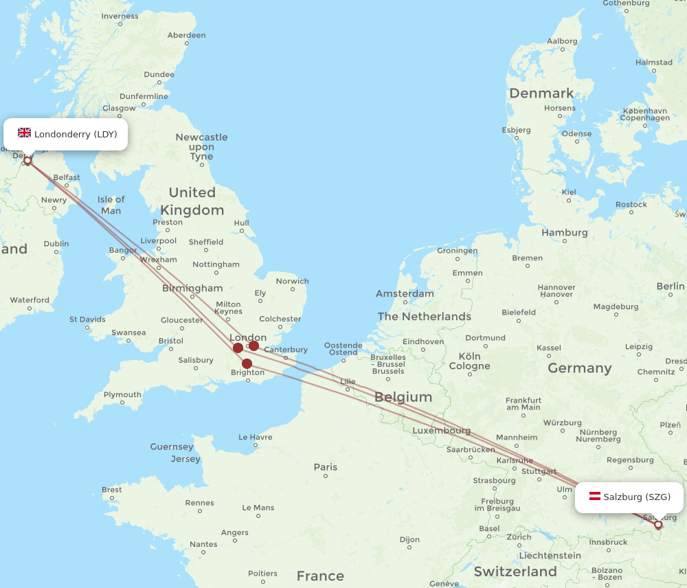 SZG-LDY flight routes