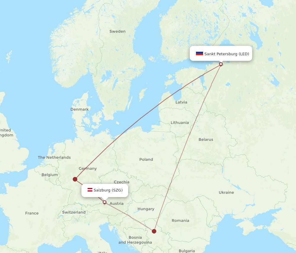SZG-LED flight routes