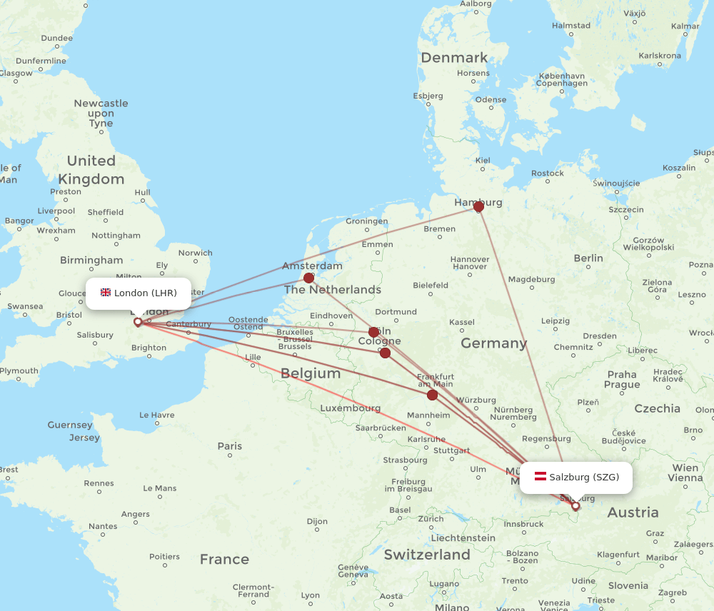 SZG-LHR flight routes