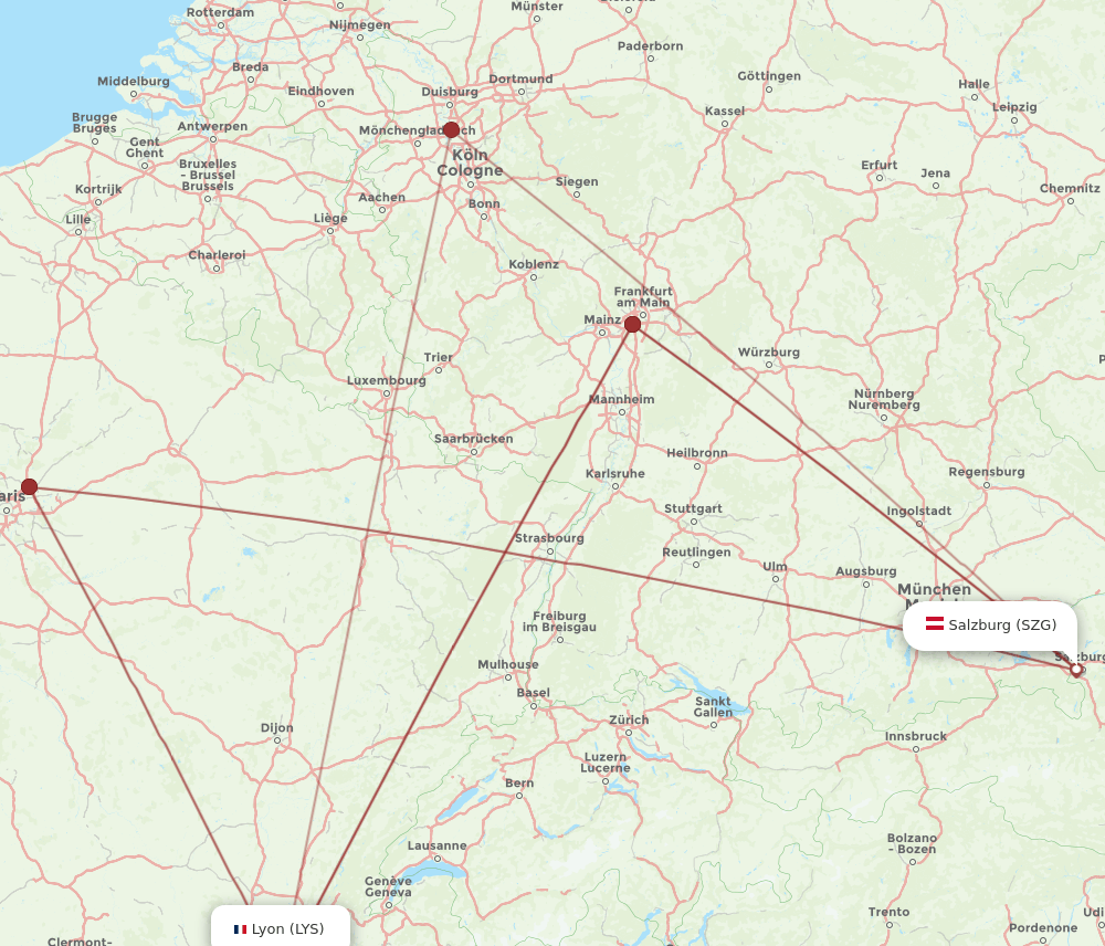 SZG to LYS flights and routes map