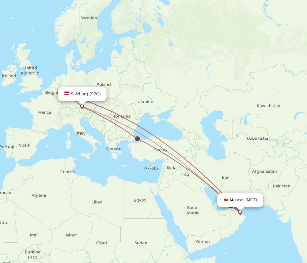 SZG-MCT flight routes