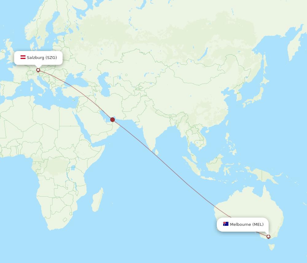 SZG-MEL flight routes