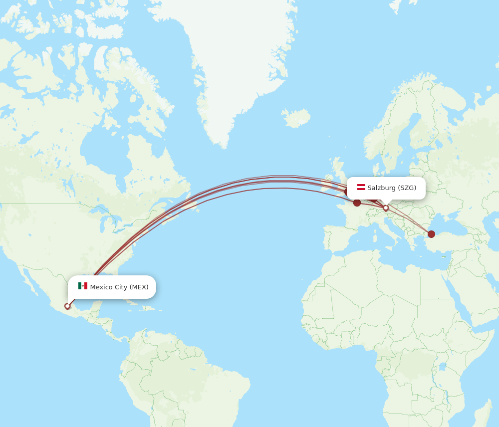 SZG-MEX flight routes