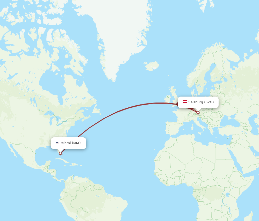 SZG-MIA flight routes