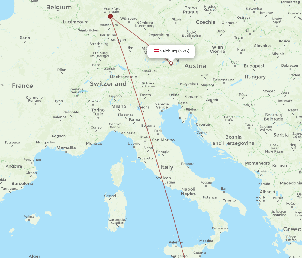 SZG-MLA flight routes