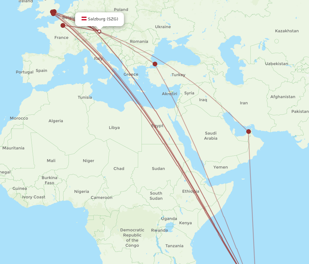 SZG to MRU flights and routes map