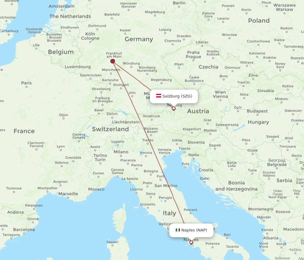 SZG-NAP flight routes