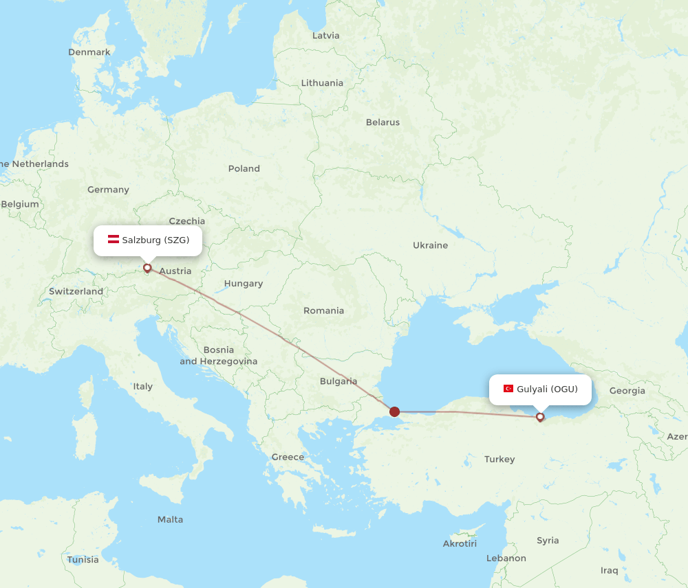 SZG to OGU flights and routes map