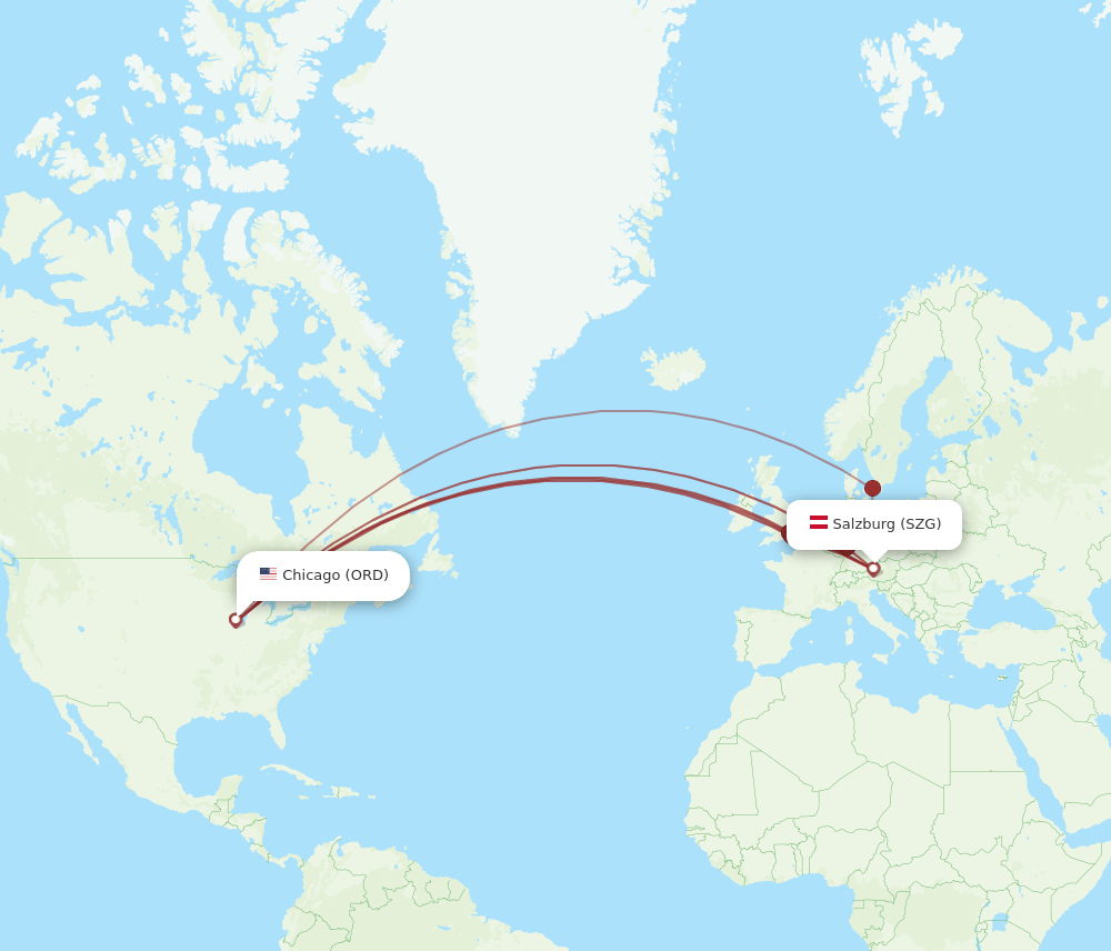 SZG-ORD flight routes