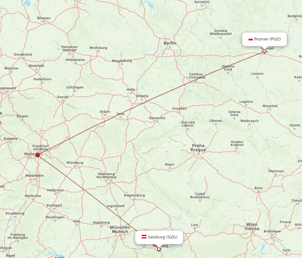 SZG to POZ flights and routes map