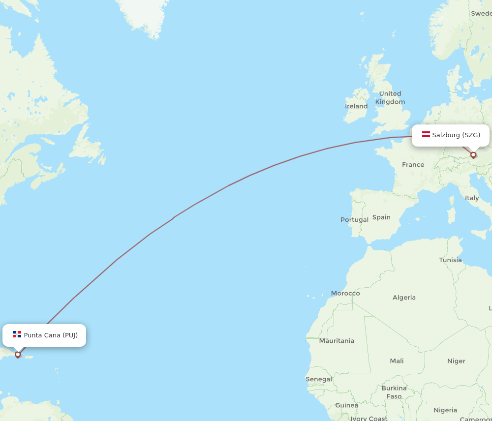 SZG-PUJ flight routes