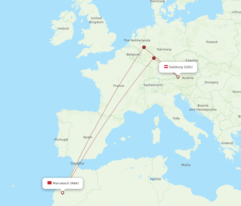 SZG-RAK flight routes