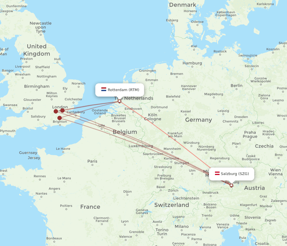 SZG-RTM flight routes