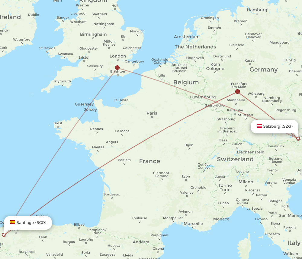SZG-SCQ flight routes
