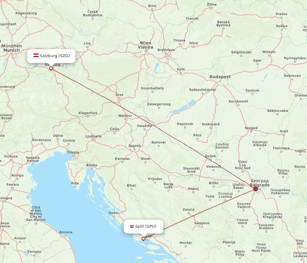 SZG to SPU flights and routes map