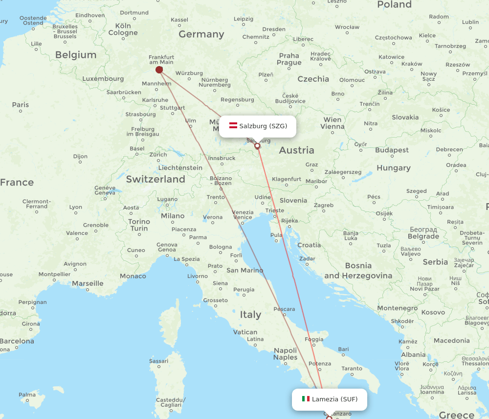 SZG-SUF flight routes